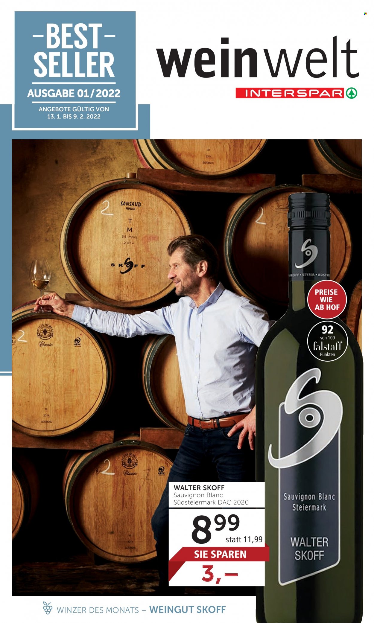 Angebote INTERSPAR - 13.1.2022 - 9.2.2022 - Verkaufsprodukte - Wein, Weißwein, Sauvignon Blanc. Seite 1.