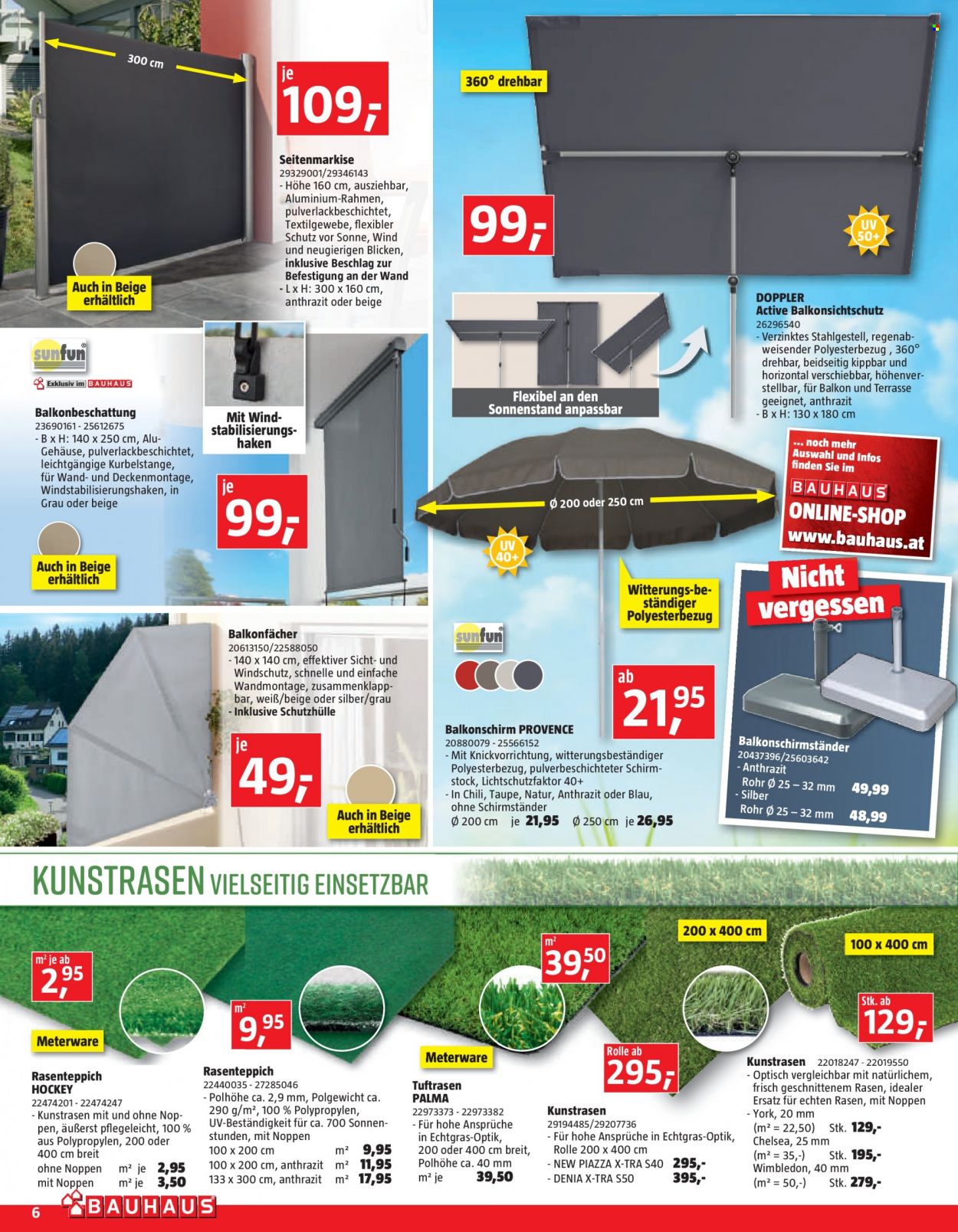 Angebote Bauhaus - 1.6.2022 - 2.7.2022 - Verkaufsprodukte - Seitenmarkise, Windschutz. Seite 6.