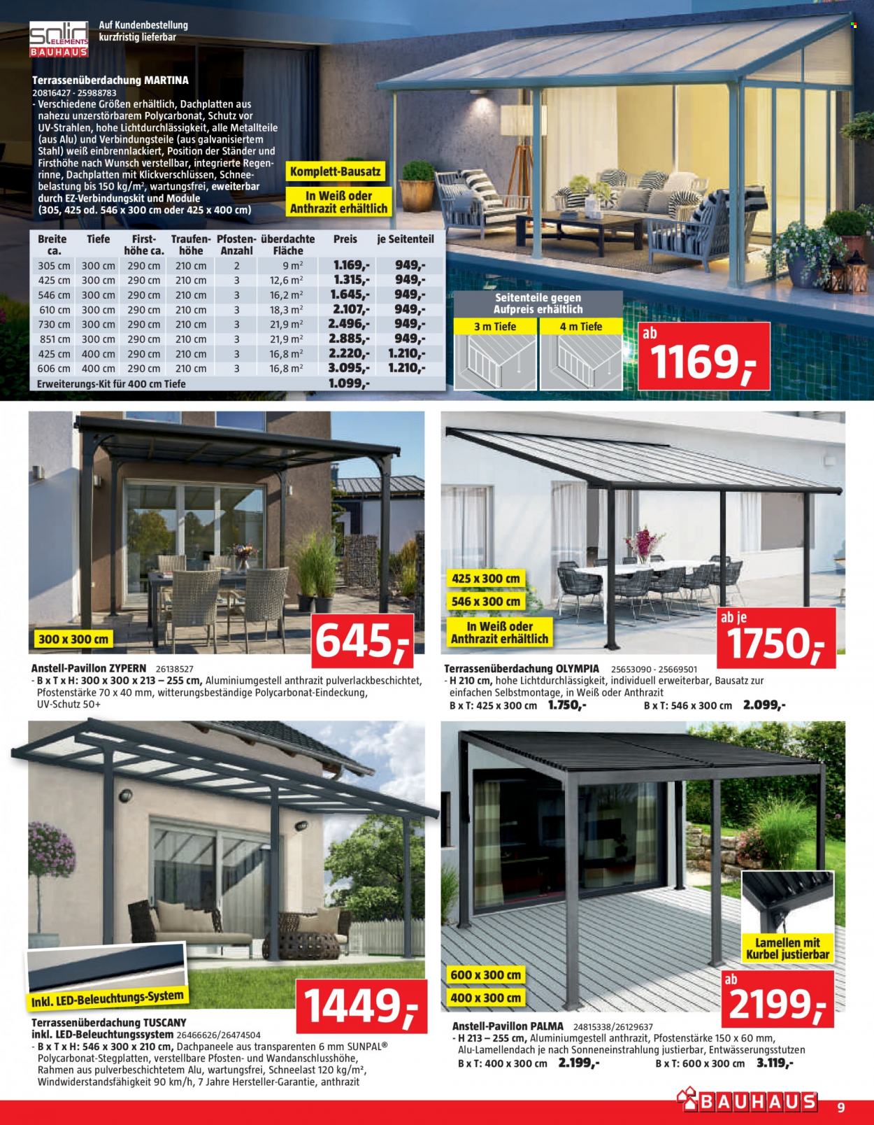 Angebote Bauhaus - 1.6.2022 - 2.7.2022 - Verkaufsprodukte - Terrassenüberdachung. Seite 9.