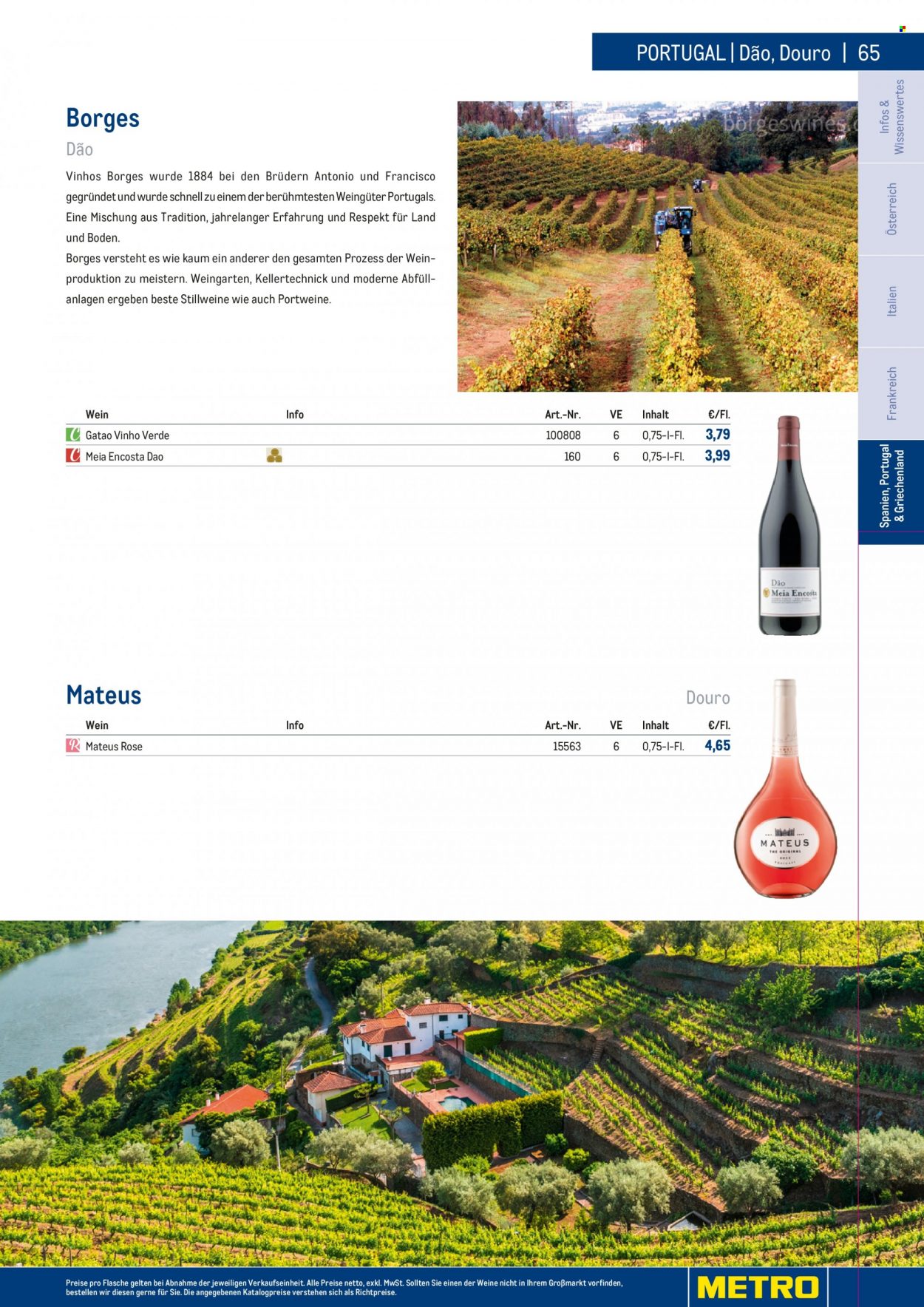 Angebote Metro - 7.9.2022 - 30.4.2023 - Verkaufsprodukte - Wein, Vinho Verde, Alkohol. Seite 65.