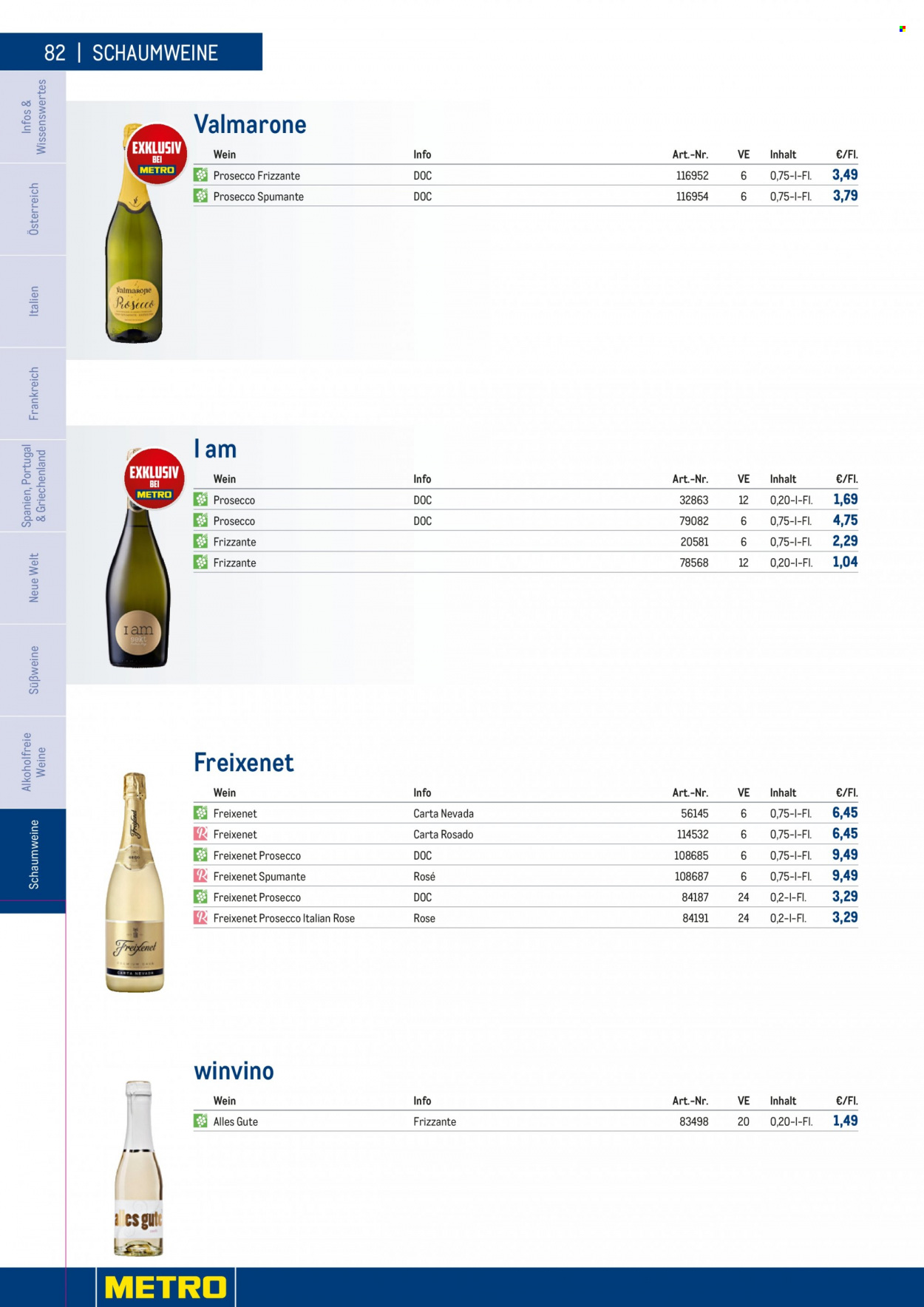 Angebote Metro - 7.9.2022 - 30.4.2023 - Verkaufsprodukte - Sekt, Vino Spumante, Prosecco, Freixenet, Alkohol, Frizzante. Seite 82.