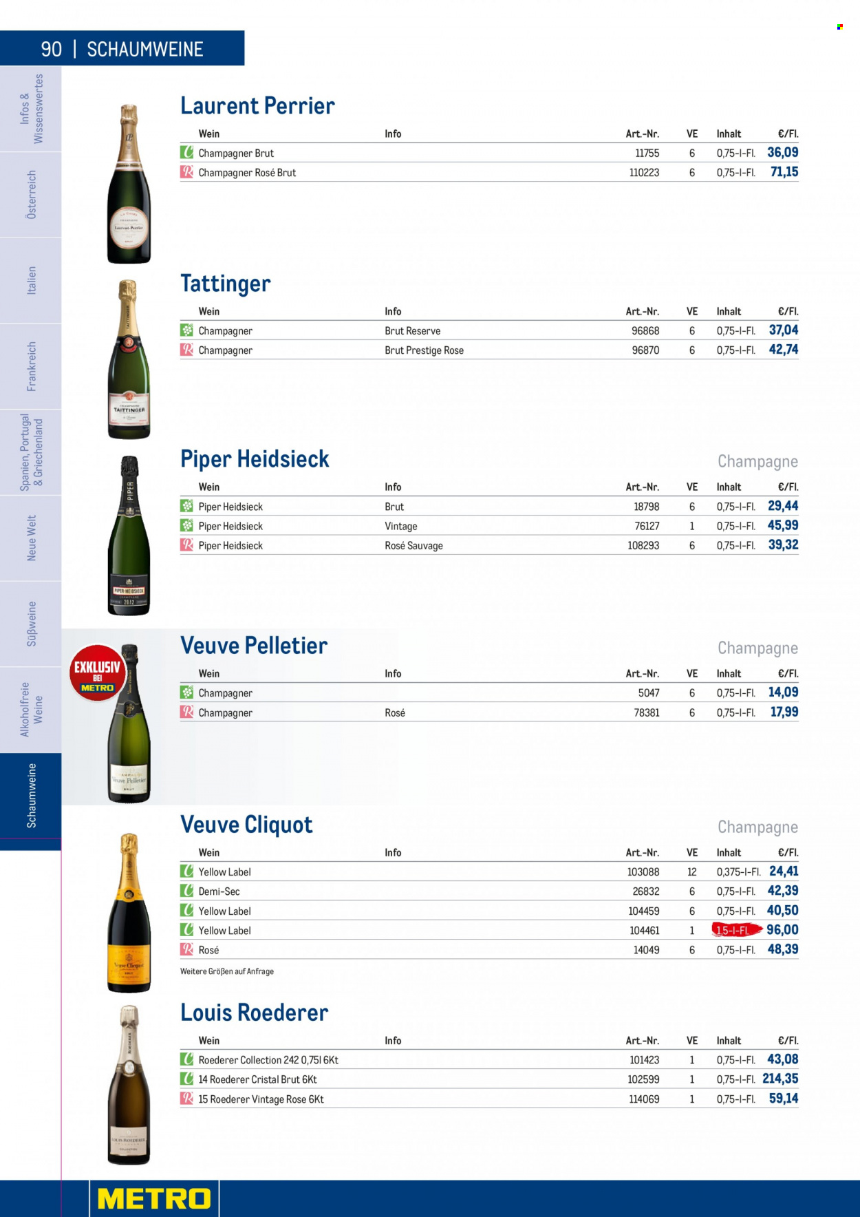 Angebote Metro - 7.9.2022 - 30.4.2023 - Verkaufsprodukte - Wein, Champagne, Alkohol. Seite 90.