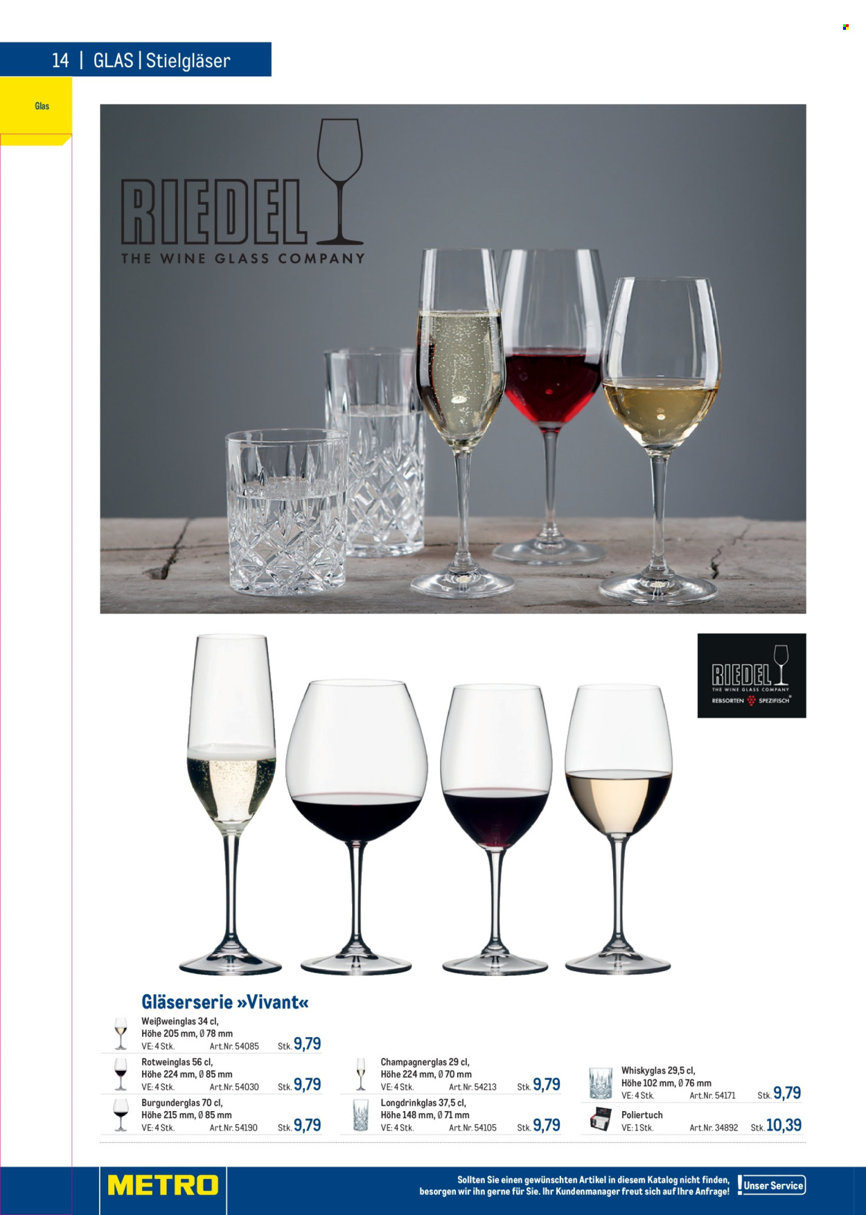 Angebote Metro - Verkaufsprodukte - Weißweinglas, Whiskyglas, Champagnerglas, Gläser. Seite 14.