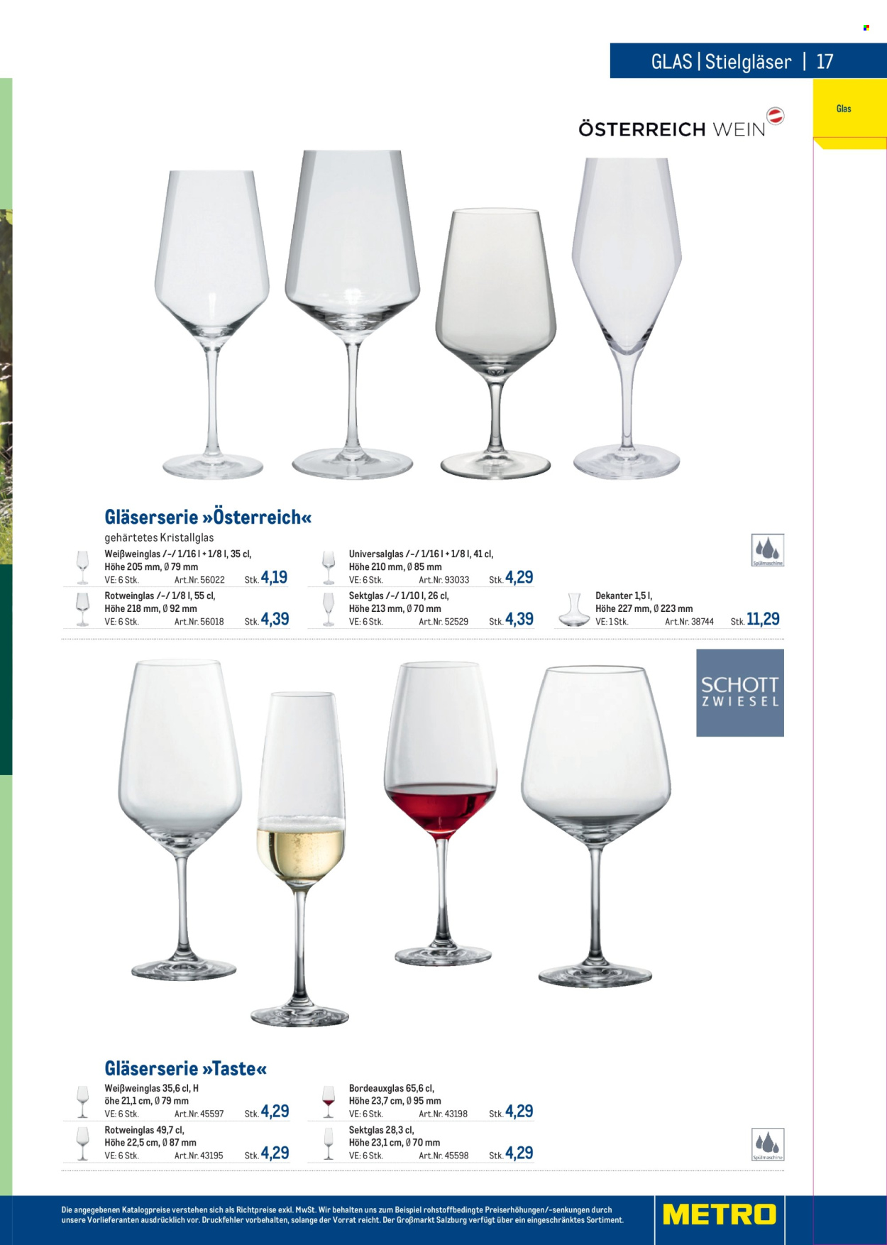 Angebote Metro - Verkaufsprodukte - Weißweinglas, Gläser. Seite 17.