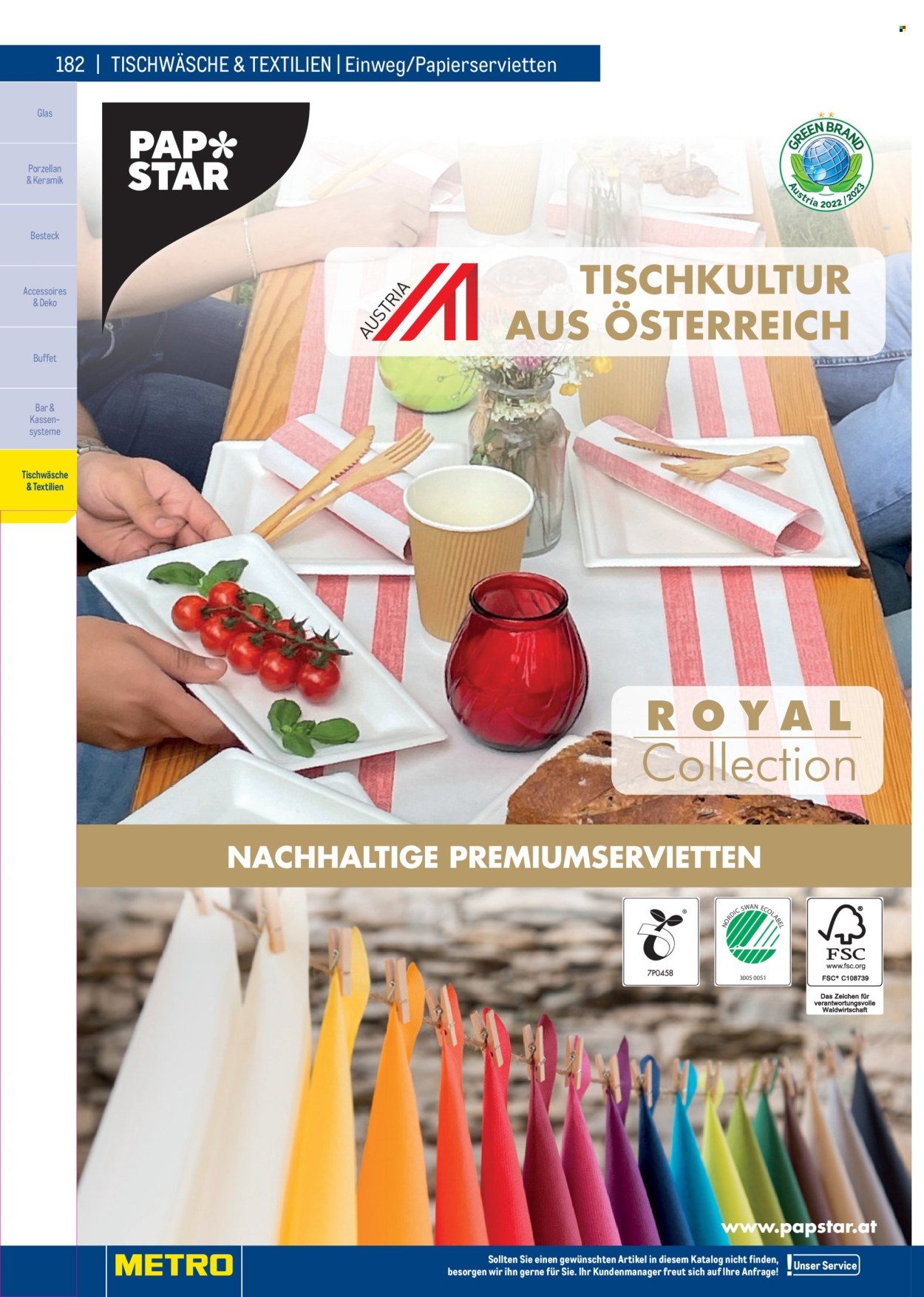 Angebote Metro - Verkaufsprodukte - Besteck, Tischwäsche. Seite 182.