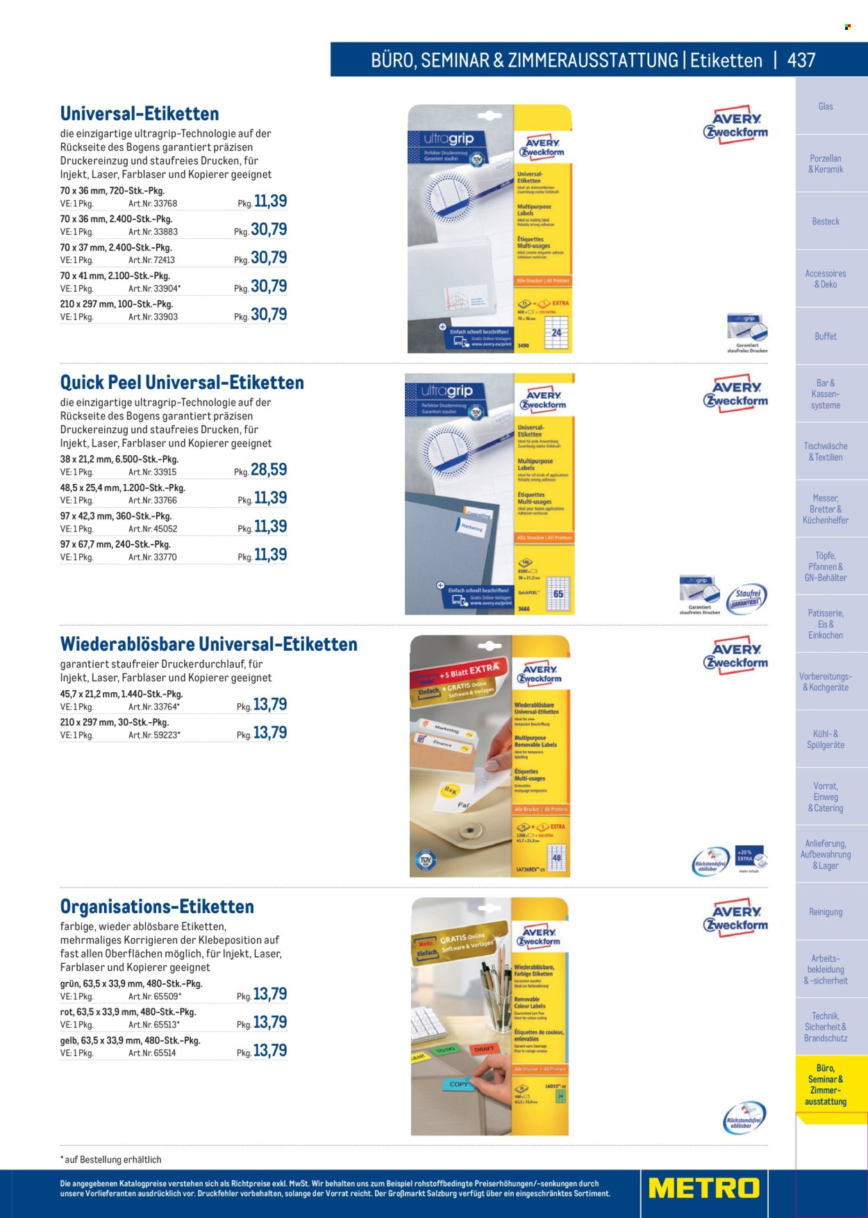 Angebote Metro - Verkaufsprodukte - Eis, Besteck, Pfanne, Messer, Behälter, Küchenhelfer, Tischwäsche. Seite 437.