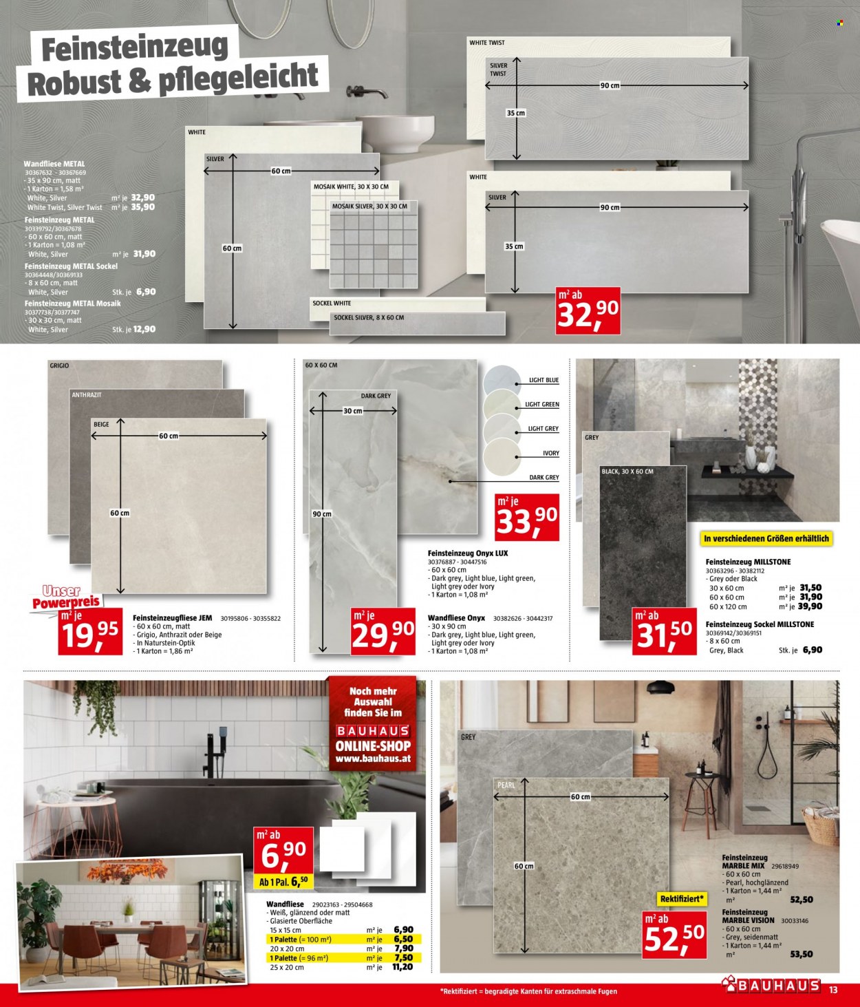 Angebote Bauhaus - 1.3.2023 - 1.4.2023 - Verkaufsprodukte - Feinsteinzeug. Seite 13.