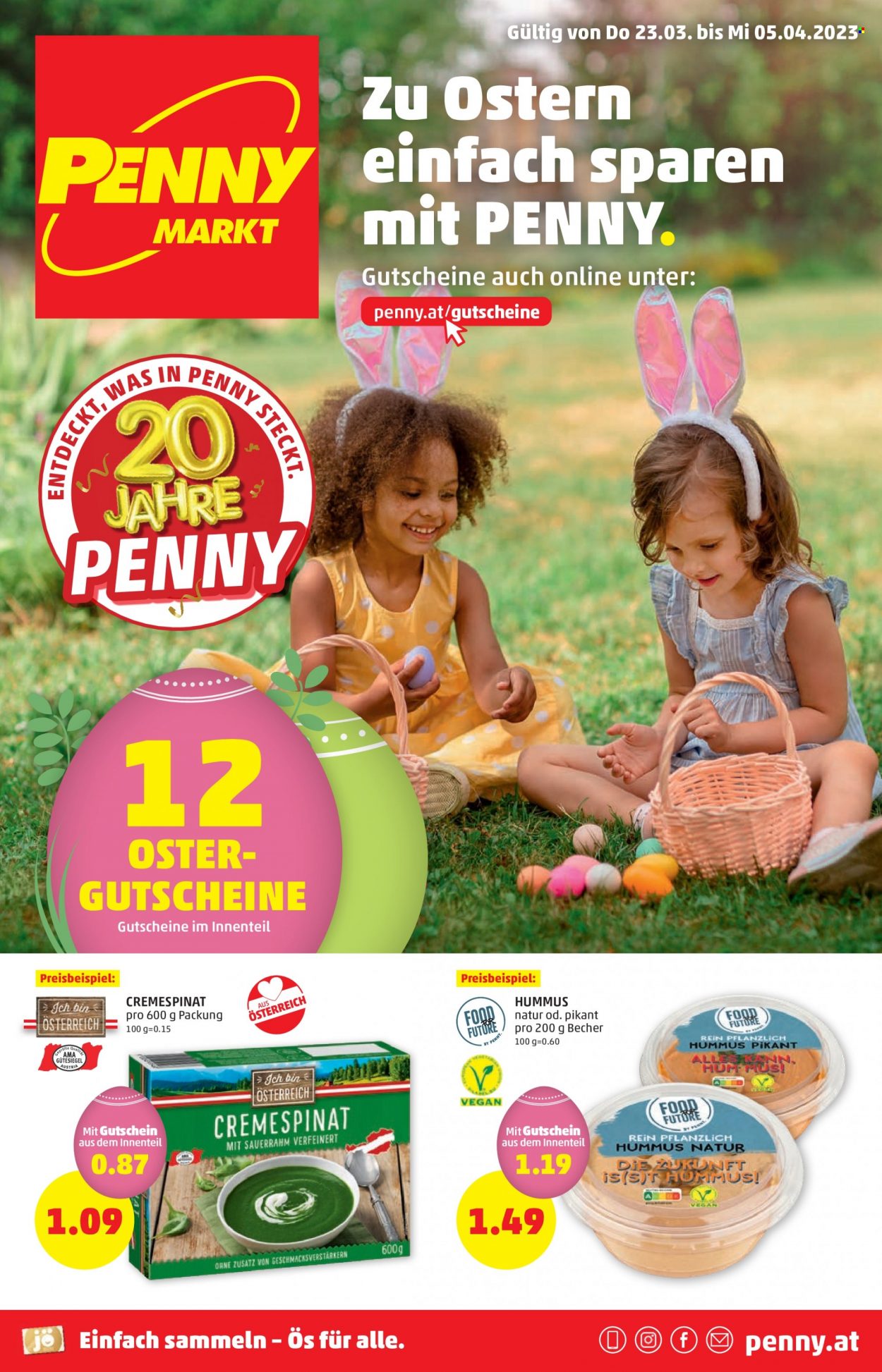 Angebote Penny - 23.3.2023 - 5.4.2023 - Verkaufsprodukte - Hummus, Vegane Aufstrich, Sauerrahm, Backdekor. Seite 1.