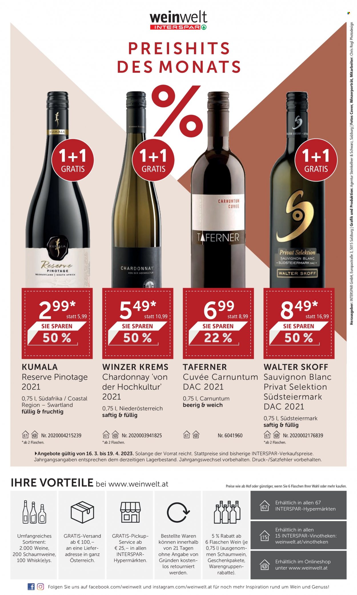 Angebote INTERSPAR - 16.3.2023 - 19.4.2023 - Verkaufsprodukte - Schaumwein, Alkohol, Sauvignon Blanc, Wein, Weißwein. Seite 24.