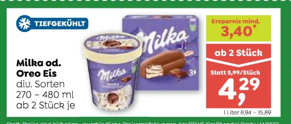 Milka od. Oreo Eis