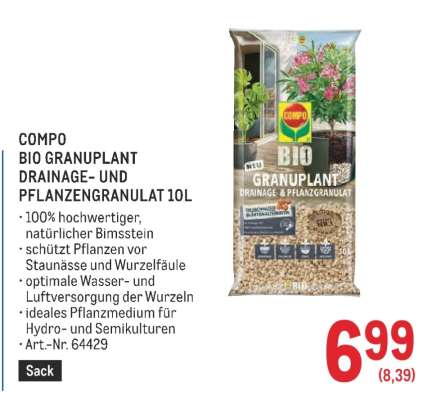 COMPO BIO GRANUPLANT DRAINAGE- UND PFLANZENGRANULAT 10L