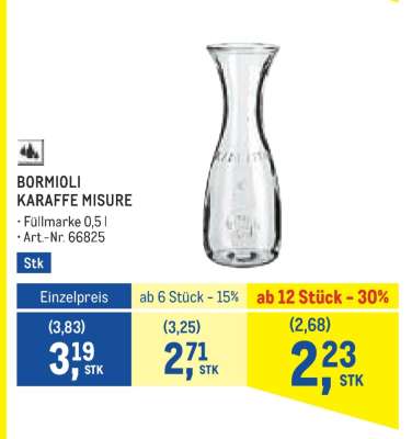 BORMIOLI KARAFFE MISURE