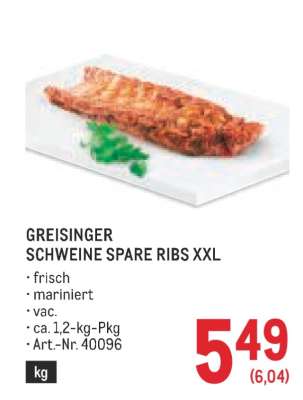 GREISINGER SCHWEINE SPARE RIBS XXL