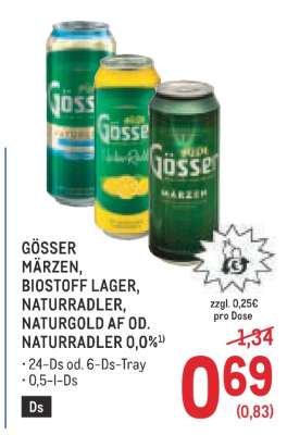 Gösser Märzen, Biostoff Lager, Naturradler, Naturgold AF od. Naturradler 0,0%