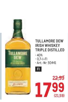 Tullamore Dew Irish Whiskey Triple Distilled