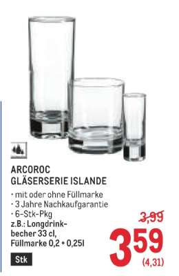 ARCOROC GLÄSERSERIE ISLANDE