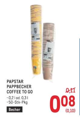 PAPSTAR PAPPBECHER COFFEE TO GO