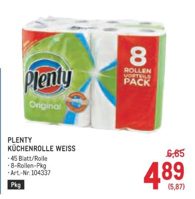 PLENTY KÜCHENROLLE WEISS