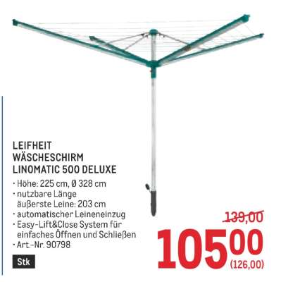 LEIFHEIT WÄSCHESCHIRM LINOMATIC 500 DELUXE