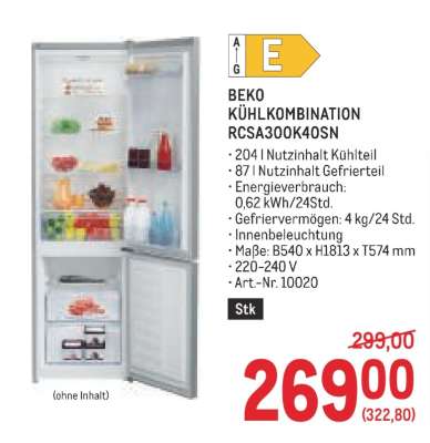 BEKO KÜHLKOMBINATION RCSA300K40SN