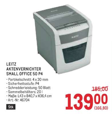LEITZ AKTENVERNICHTER SMALL OFFICE 50 P4