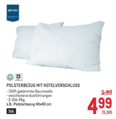 POLSTERBEZUG MIT HOTELVERSCHLUSS
