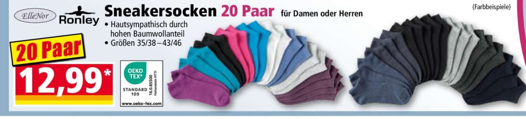 Sneakersocken 20 Paar