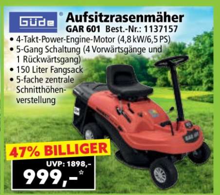 Aufsitzrasenmäher GAR 601