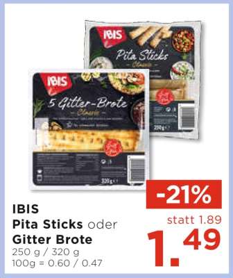 IBIS Pita Sticks oder Gitter Brote
