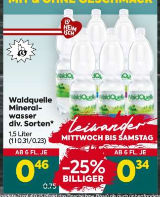 Waldquelle Mineralwasser div. Sorten