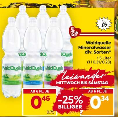 Waldquelle Mineralwasser div. Sorten