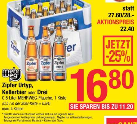 Zipfer Urtyp, Kellerbier oder Drei