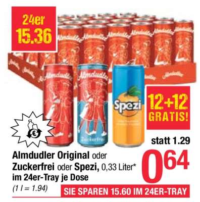 Almdudler, Original oder Zuckerfrei oder Spezi