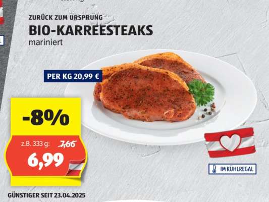 BIO-KARREESTEAKS mariniert
