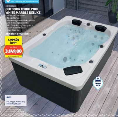 OUTDOOR WHIRLPOOL WHITE MARBLE DELUXE