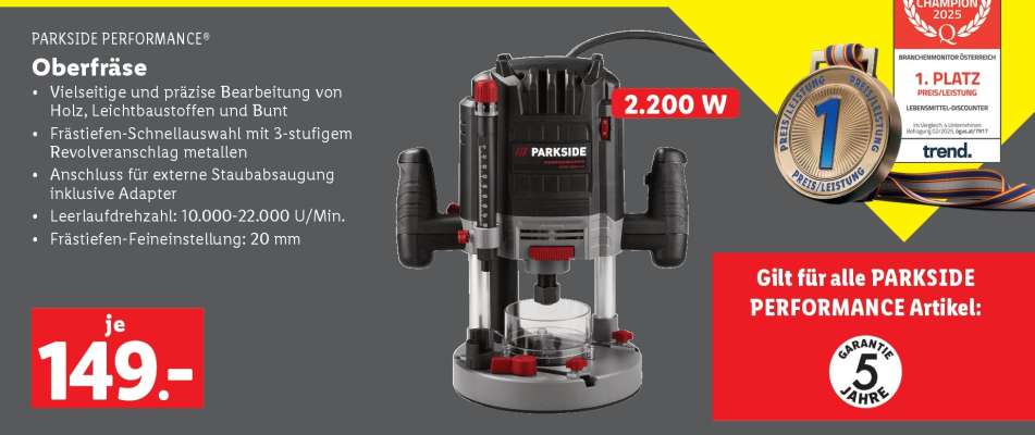 PARKSIDE PERFORMANCE® Oberfräse