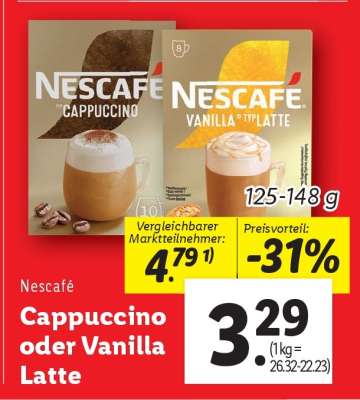 Nescafé Cappuccino oder Vanilla Latte