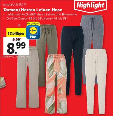 Damen/Herren Leinen Hose