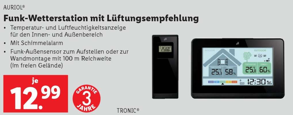 Funk-Wetterstation mit Lüftungsempfehlung