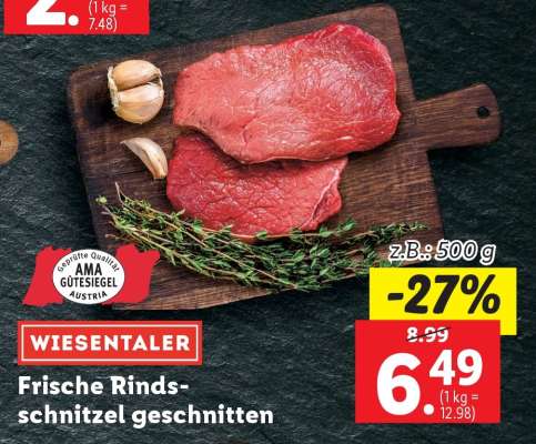 WIESENTALER Frische Rindschnitzel geschnitten