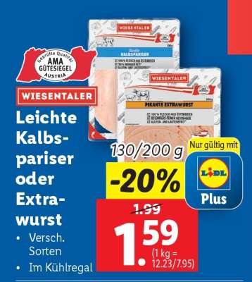WIESENTALER Leichte Kalbspariser oder Extrawurst