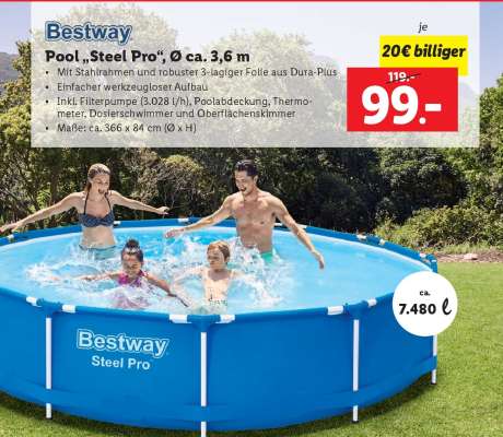 Pool „Steel Pro“, Ø ca. 3,6 m