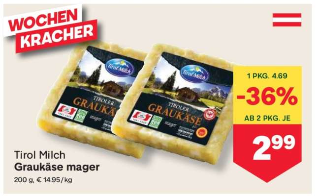 Tirol Milch Graukäse mager