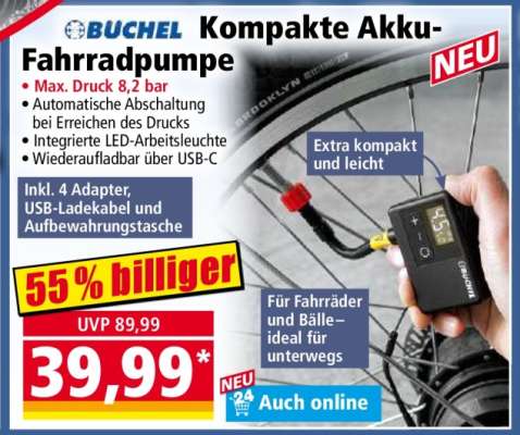Kompakte Akku-Fahrradpumpe
