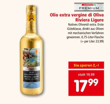 Olio extra vergine di Oliva Riviera Ligure