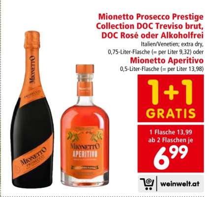 Mionetto Prosecco Prestige Collection DOC Treviso brut, DOC Rosé oder Alkoholfrei