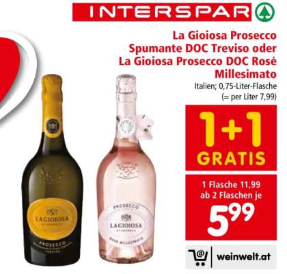 La Gioiosa Prosecco Spumante DOC Treviso oder La Gioiosa Prosecco DOC Rosé Millesimato