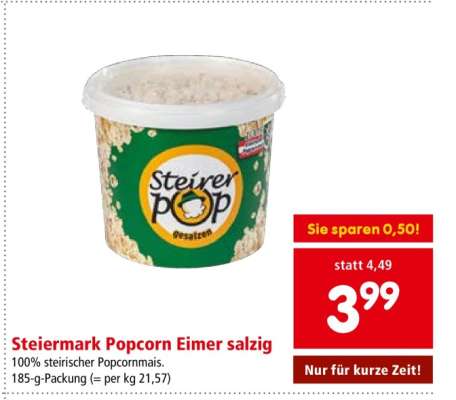 Steiermark Popcorn Eimer salzig