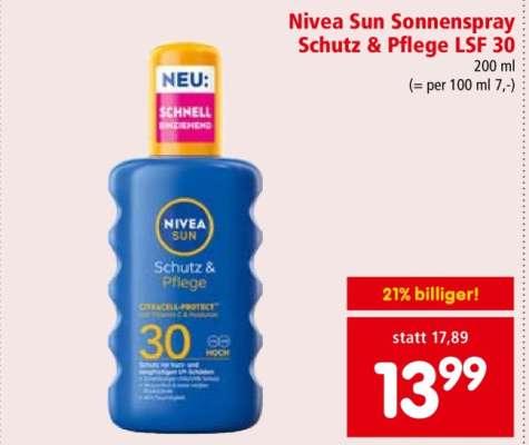 Nivea Sun Sonnenspray Schutz & Pflege LSF 30