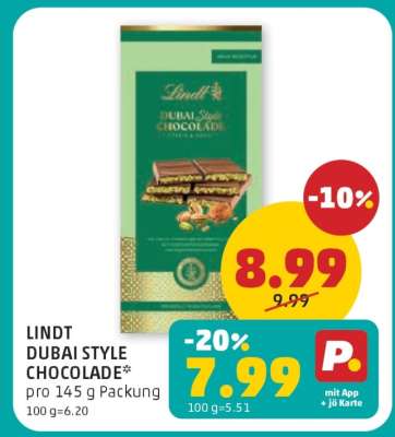 LINDT DUBAI STYLE CHOCOLADE